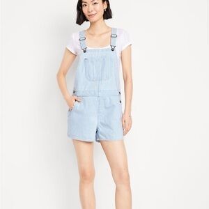 Old Navy Women's Striped Blue Denim Overalls
